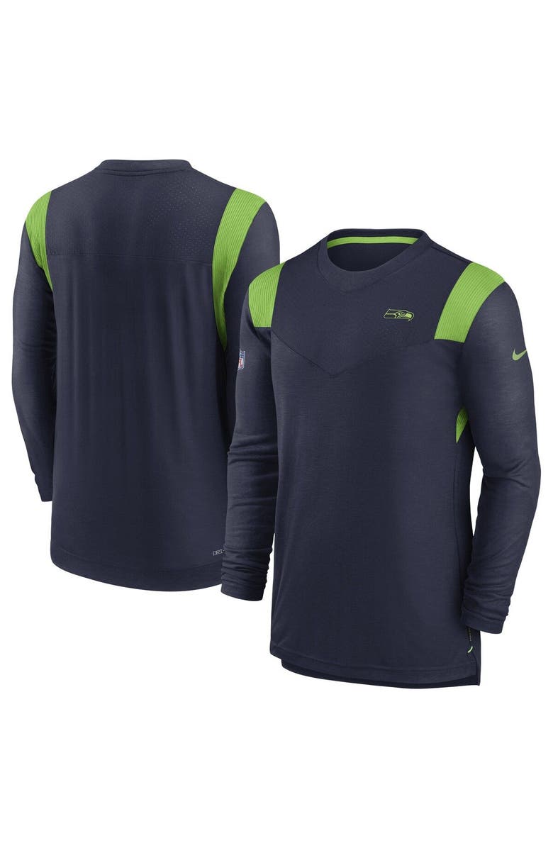 Nike Men's Nike College Navy Seattle Seahawks Sideline Tonal Logo Performance Player Long Sleeve T-Shirt, Main, color, Navy