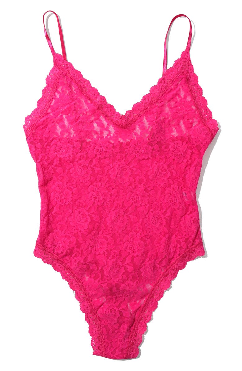 Hanky Panky Signature Lace Thong Bodysuit, Alternate, color, Un-Beet-Able Pink