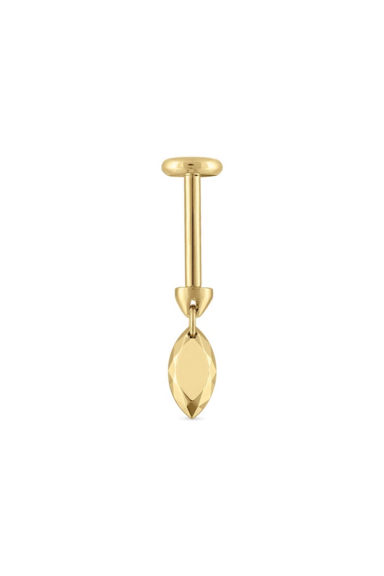 Faceted Marquise Single Threaded Stud Earring, Alternate, color, YELLOW GOLD