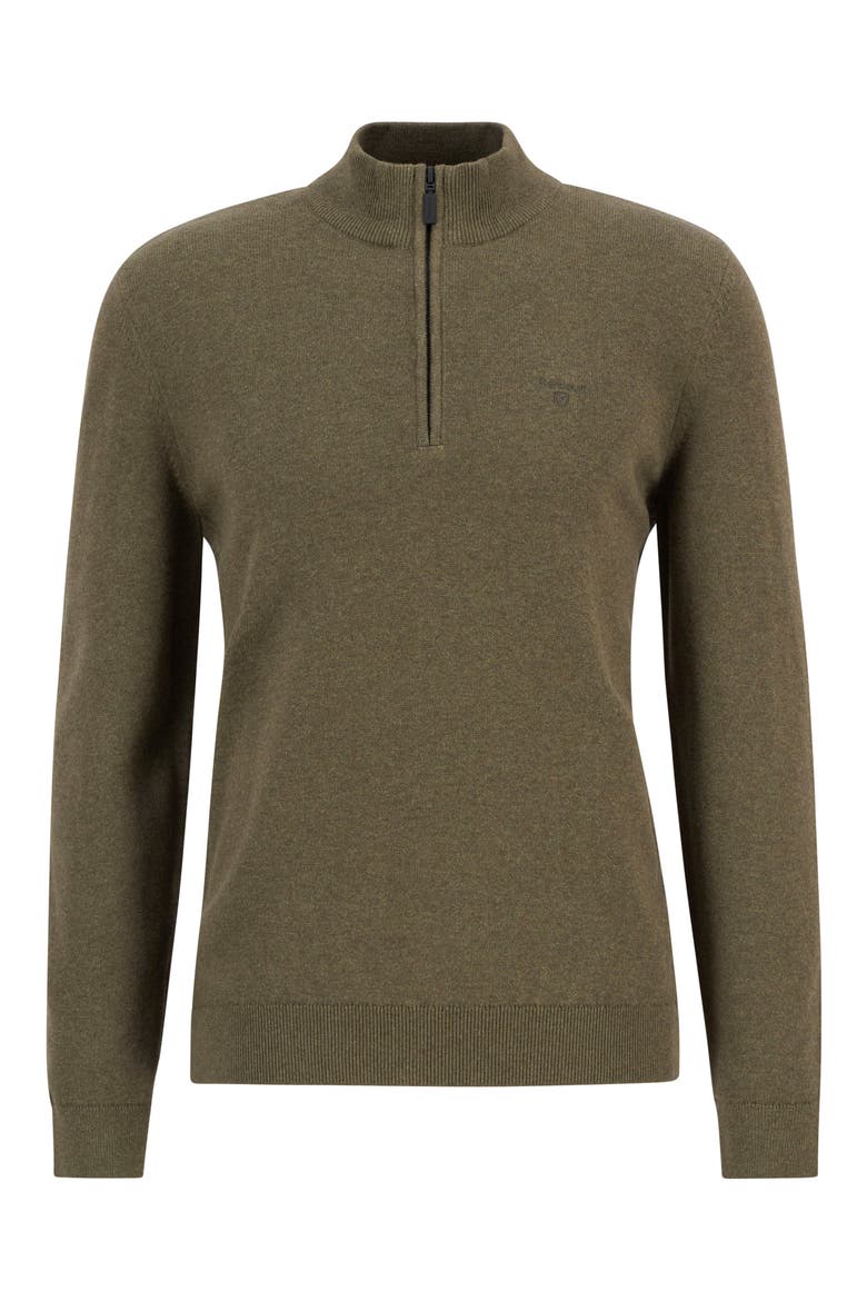 Avoch Mock Neck Cotton Half Zip Sweater, Alternate, color, OLIVE MARL
