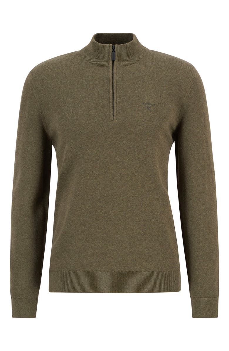 Barbour Avoch Mock Neck Cotton Half Zip Sweater, Alternate, color, Olive Marl
