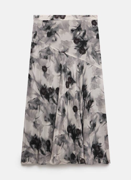 Mint Velvet Floral Print Midi Skirt In Brown
