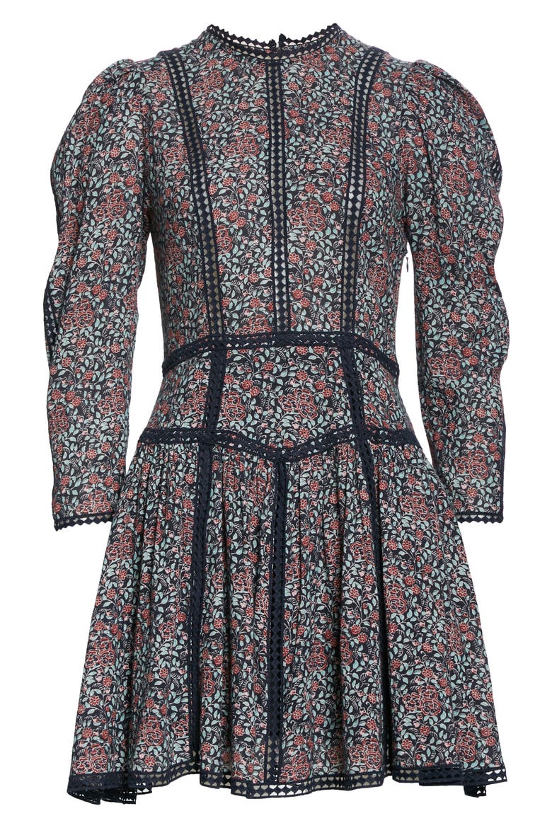 Lilou Floral Cotton Dress, Alternate, color, MIDNIGHT NAVY COMBO