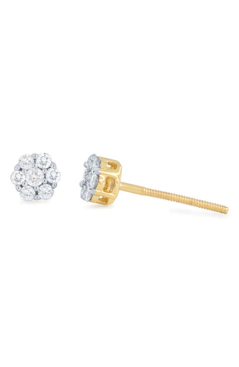 Lab Grown Diamond Cluster Stud Earrings