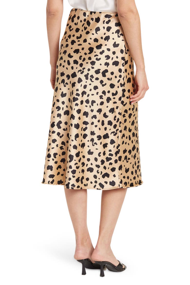 Cheetah Print Satin Midi Skirt, Alternate, color, TAUPE