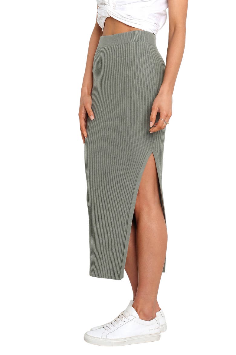 Bowen Rib Sweater Skirt, Alternate, color, OLIVE