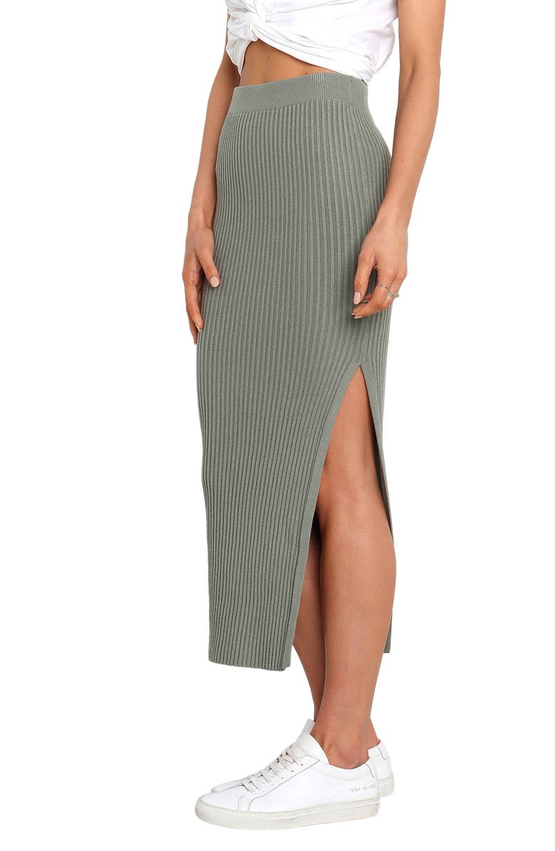 Petal & Pup Bowen Rib Sweater Skirt, Alternate, color, Olive