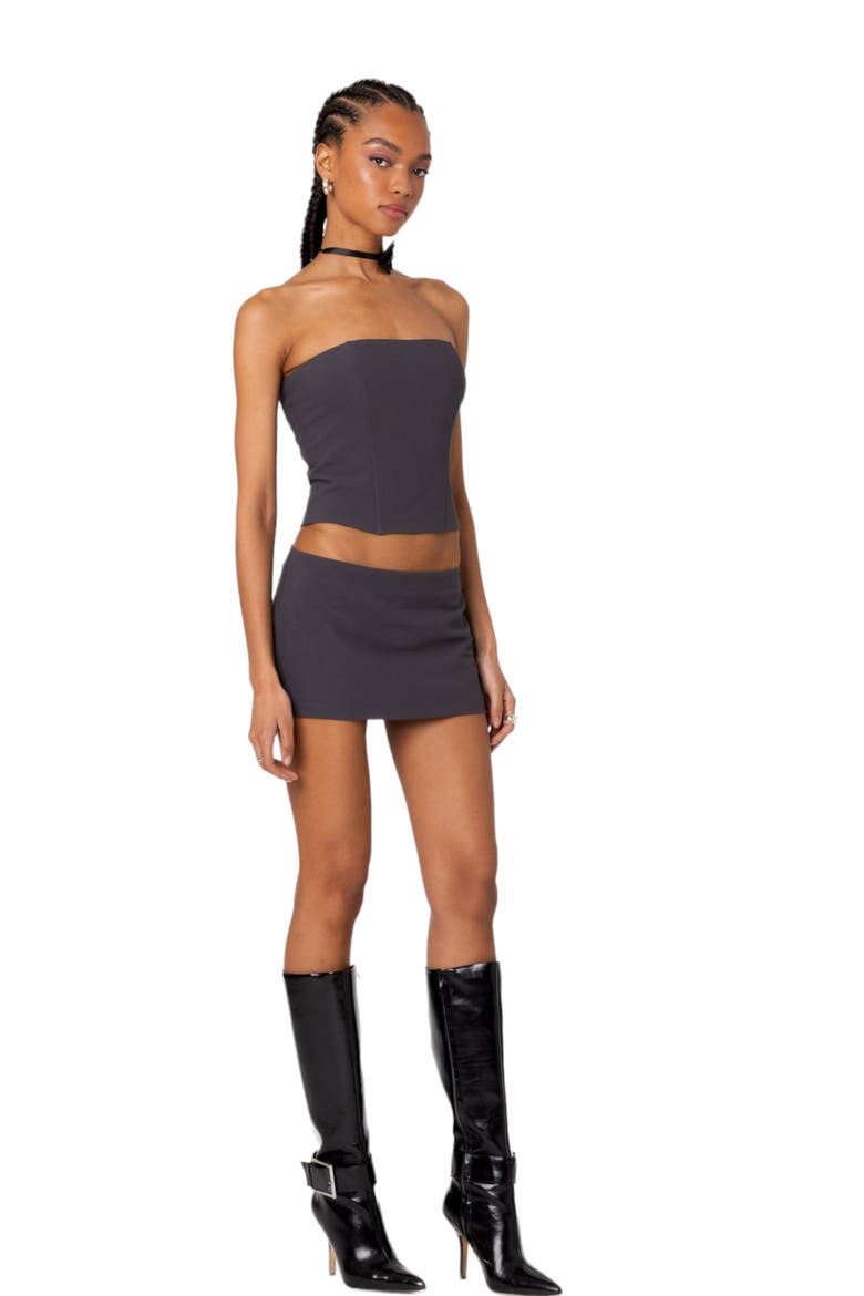 Piper Strapless Crop Corset, Alternate, color, DARK-GRAY