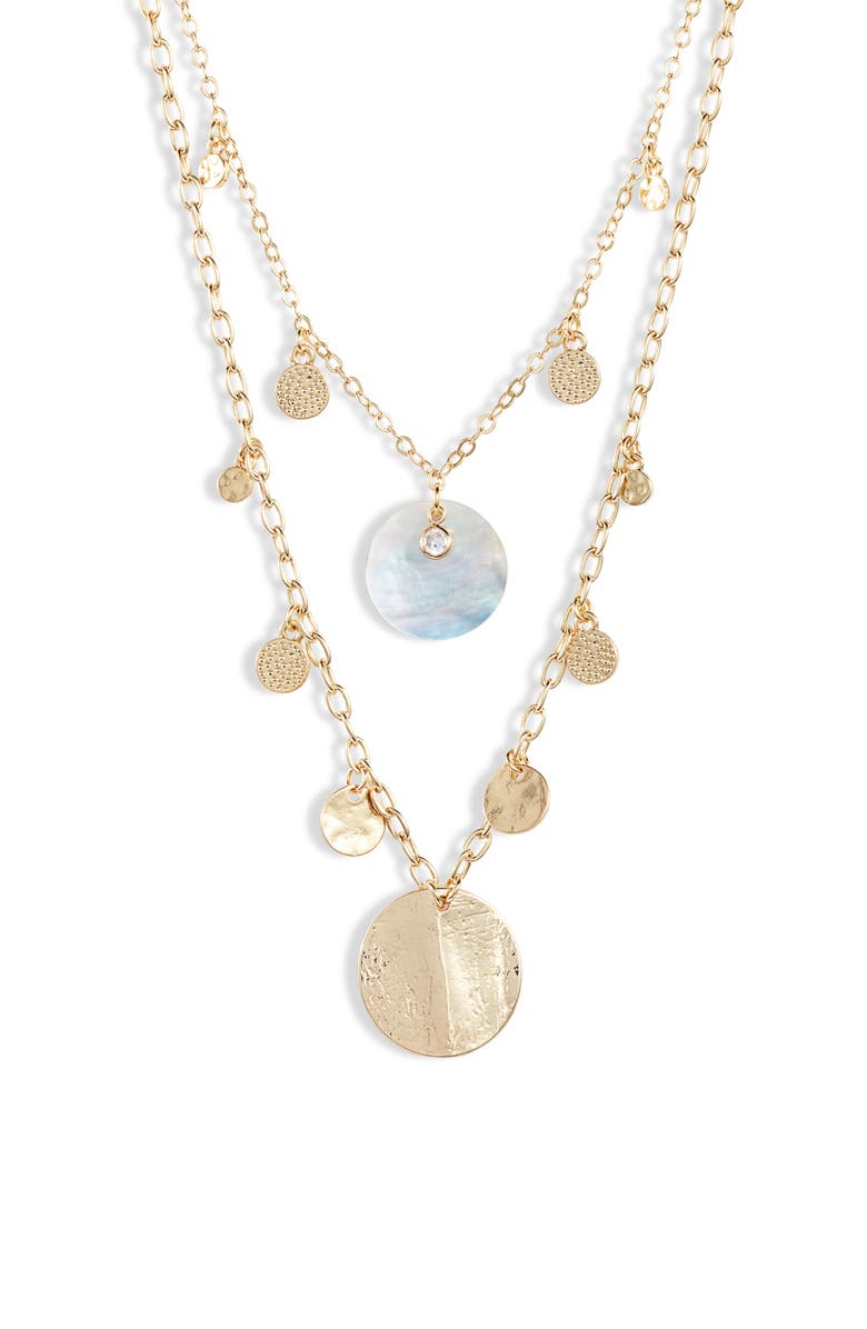 Ettika Set of 2 Disc Station Necklaces, Alternate, color, Gold