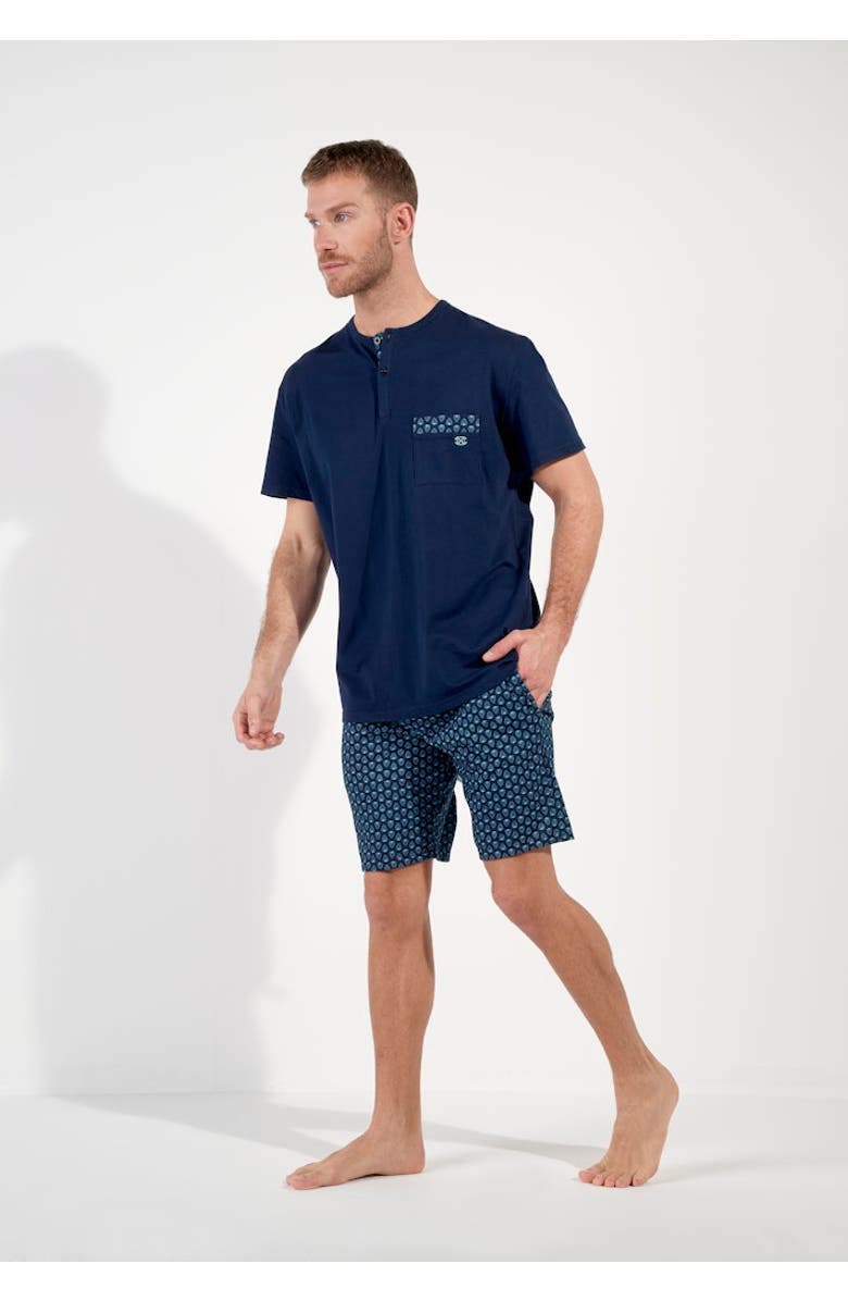 HOM Cairo Short Pajama Set, Alternate, color, Navy Print