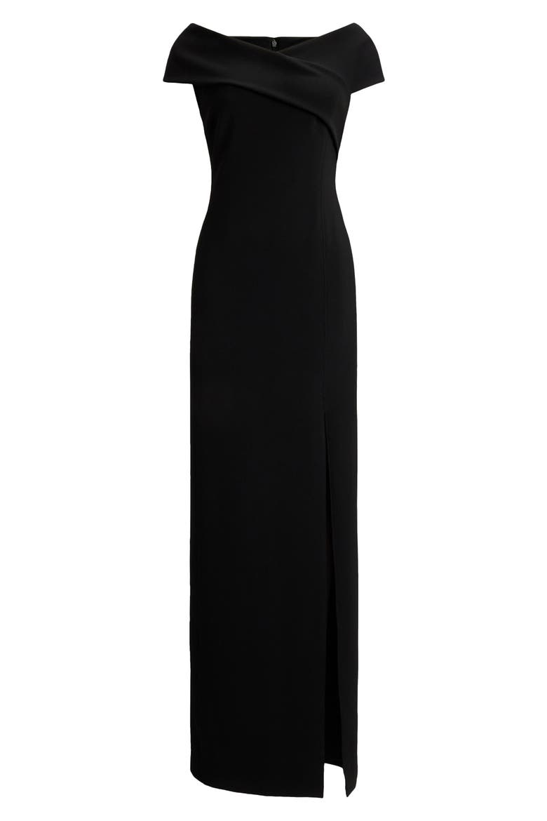 Off the Shoulder Faille Gown, Alternate, color, BLACK