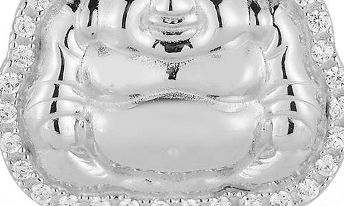 Chloe & Madison Chloe And Madison Rhodium Plate Sterling Silver & Cubic Zirconia Buddha Necklace In Silver