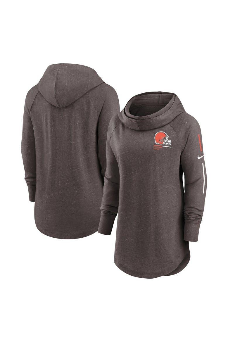 Women's Nike Brown Cleveland Browns Minimal Statement Lightweight Raglan Funnel Neck Pullover Hoodie, Main, color, Brown