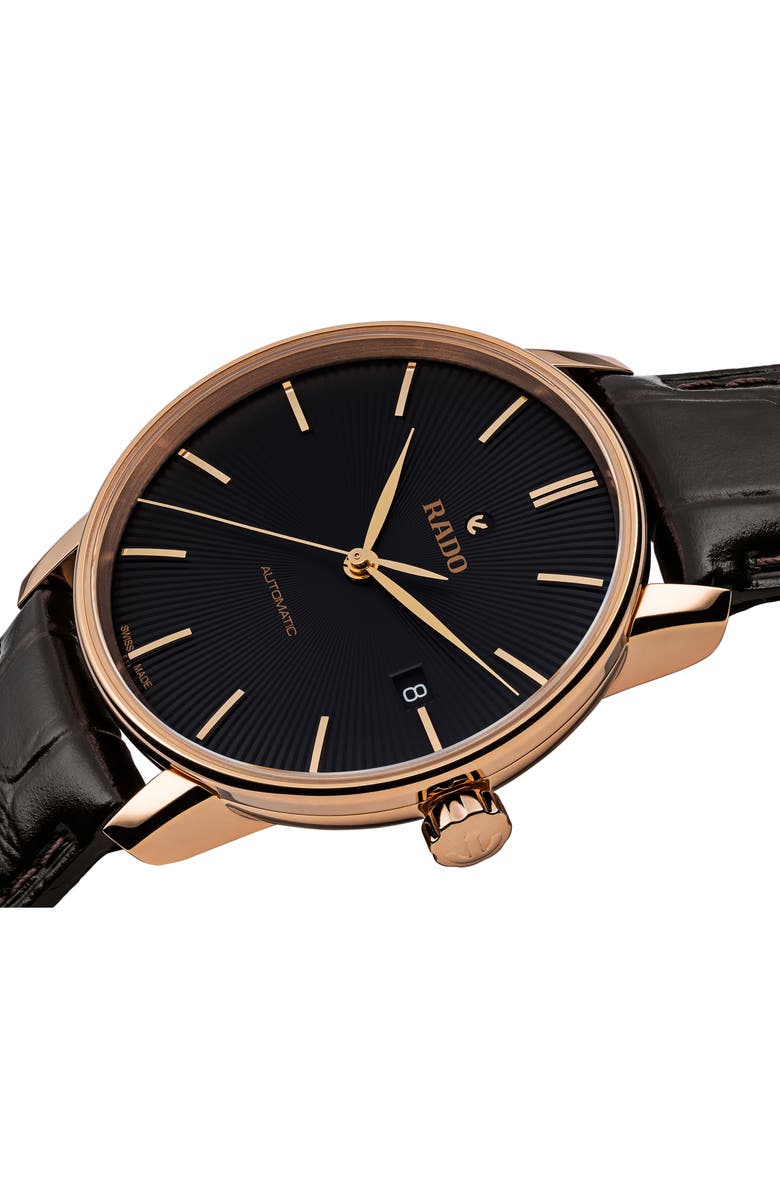 RADO Coupole Classic Automatic Leather Strap Watch, 38mm, Alternate, color, 