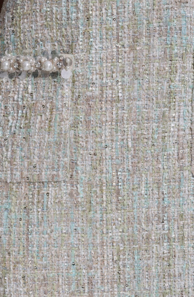 KARL LAGERFELD Sequin Tweed Sheath Dress, Alternate, color, Tea Green Multi