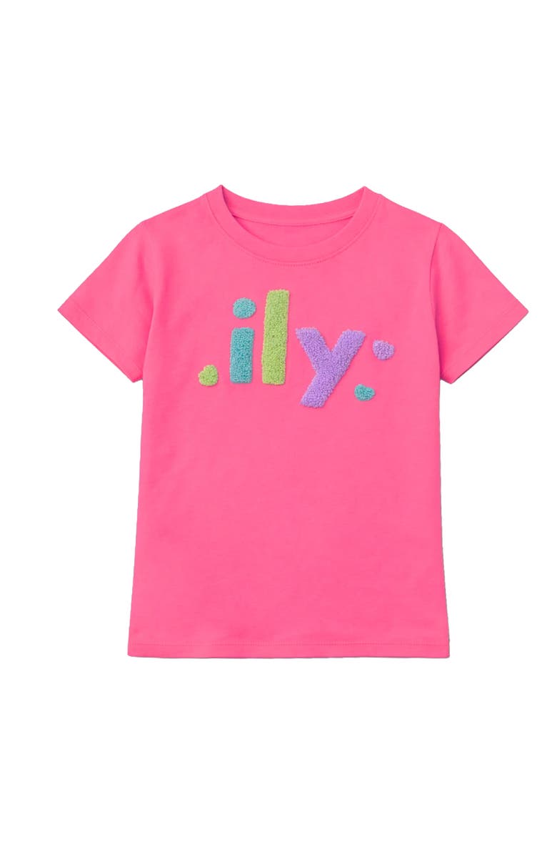 Preppy Goose ILY Applique Short Sleeve Tee, Main, color, Fuschia