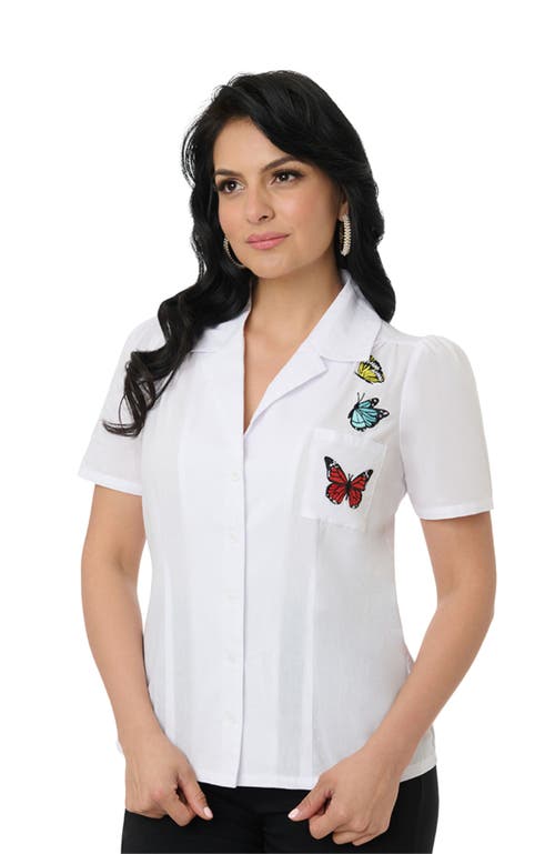 UNIQUE VINTAGE UNIQUE VINTAGE 1940S SHORT SLEEVE COLLARED BUTTON DOWN WOVEN BLOUSE