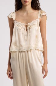 DÔEN Rosalee Silk Top with Lace Trim