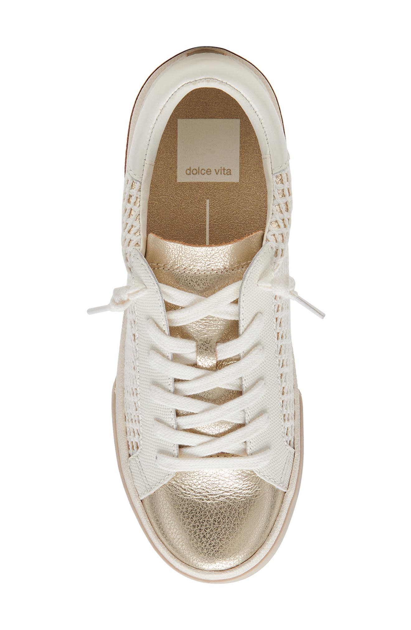 Dolce Vita Zina Sneaker, Alternate, color, Bone/ Gold Knit