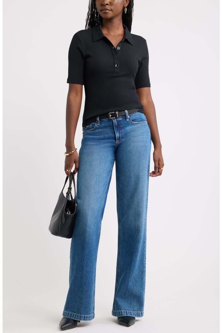 Ribbed Polo, Alternate, color, BLACK