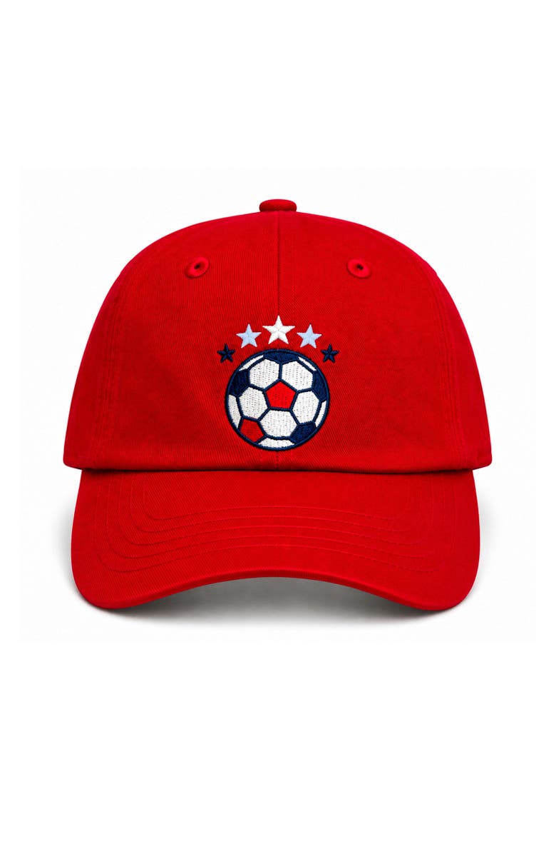Bits & Bows USA Soccer Baseball Hat, Main, color, Red