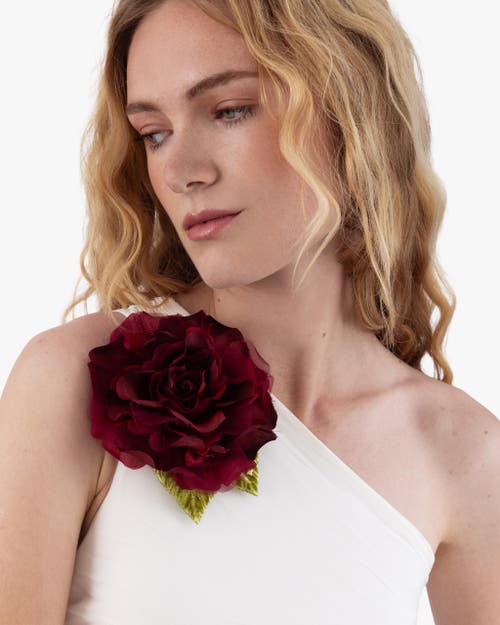 Helena Simon The Large Red Rose Floral Brooch In Red