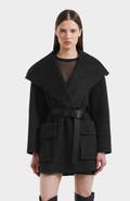 Rudsak Lucia Textured Wool Wrap Mid-length Coat