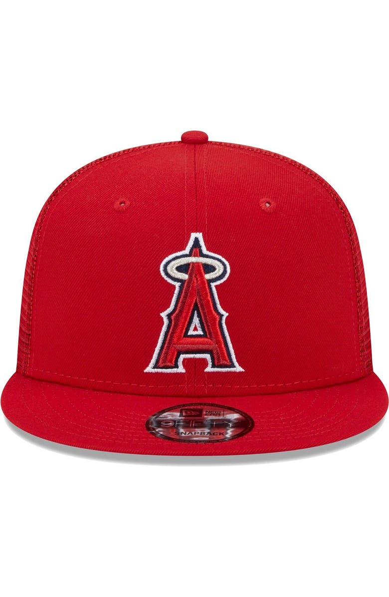 New Era Men's New Era Red Los Angeles Angels Team Color Trucker 9FIFTY Snapback Hat, Alternate, color, Red