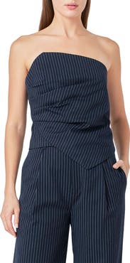 Endless Rose Stripe Asymmetric Neck Strapless Top