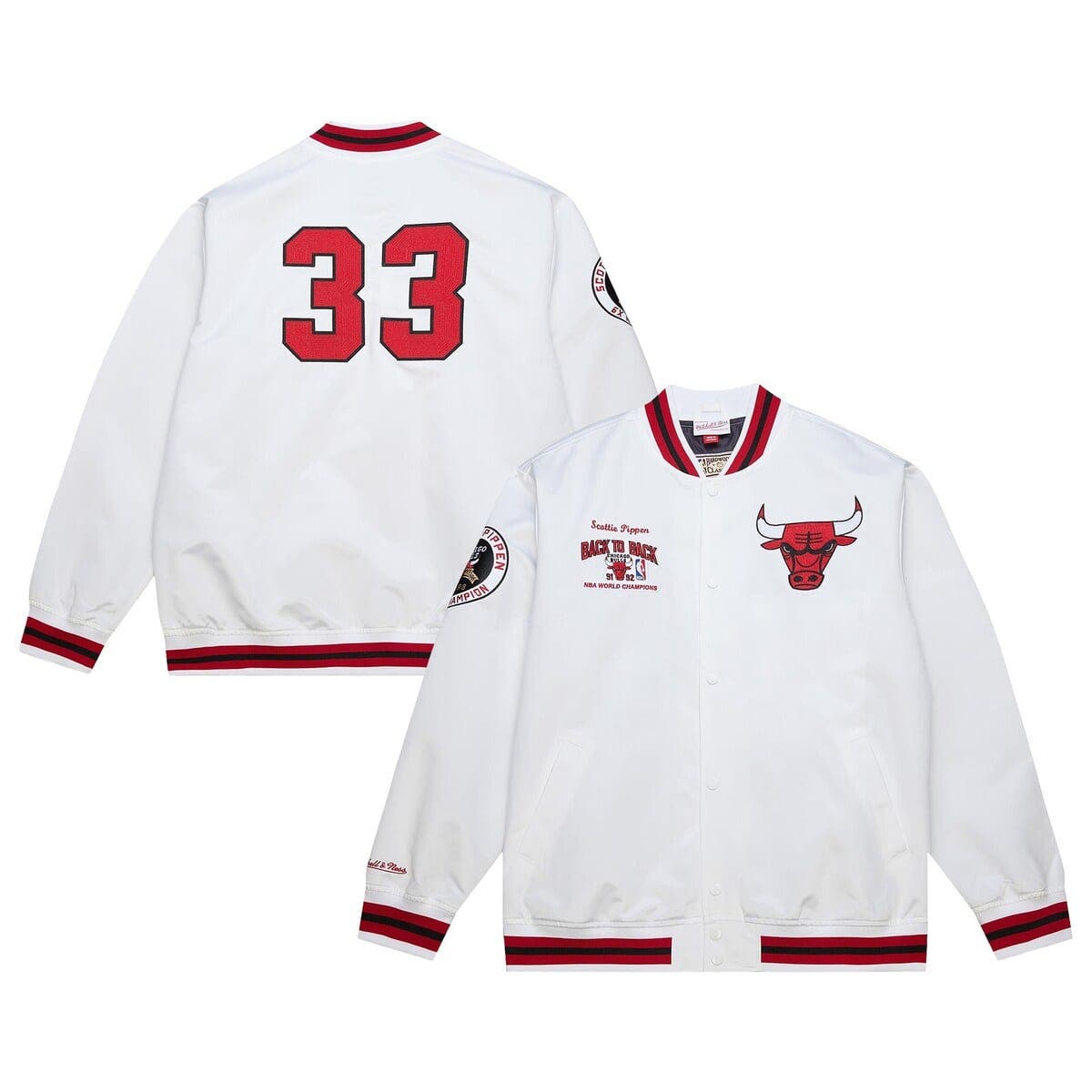 Mitchell & Ness Scottie Pippen White Chicago Bulls Nba Legends Full-snap Satin Jacket