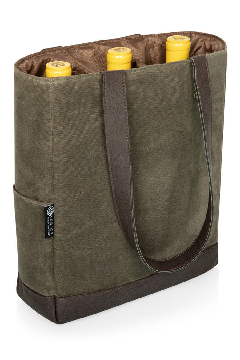 3 Bottle Insulated Wine Cooler Bag, Alternate, color, GREEN