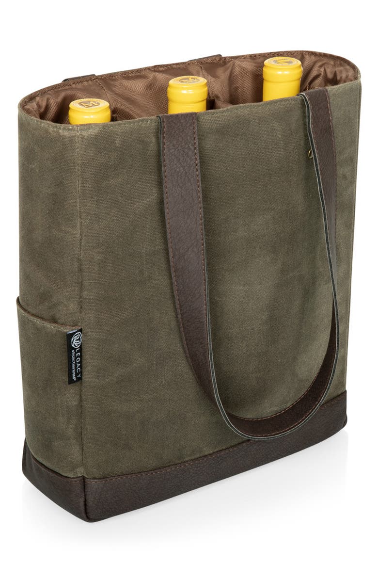 Picnic Time 3 Bottle Insulated Wine Cooler Bag, Alternate, color, Green