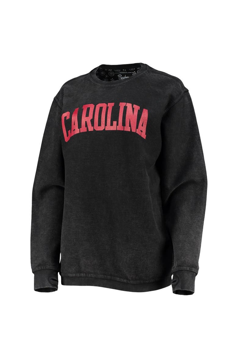 Women's Pressbox Black South Carolina Gamecocks Comfy Cord Vintage Wash Basic Arch Pullover Sweatshirt, Alternate, color, Black