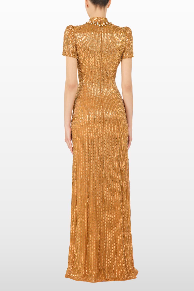 Amber Embellished Maxi Dress, Alternate, color, Amber