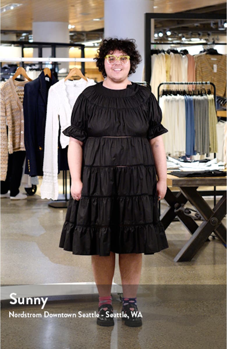 Tiered Cotton Blend Poplin Dress, sales video thumbnail