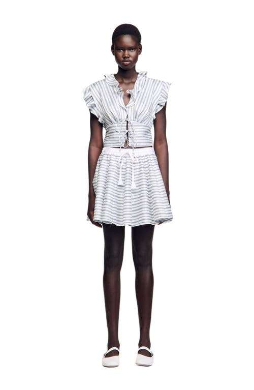 Sandro Striped Sleeveless Crop Top In Gray