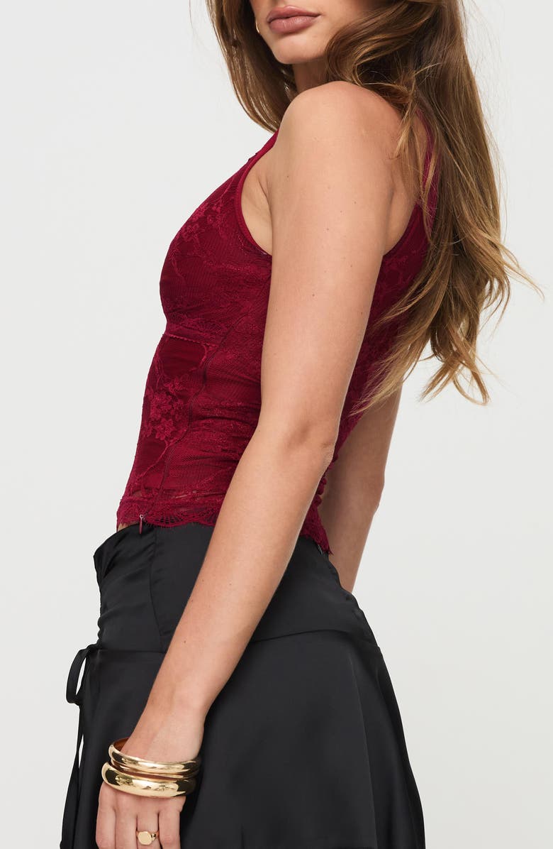 Princess Polly Far Away Lace Sleeveless Top, Alternate, color, Burgundy