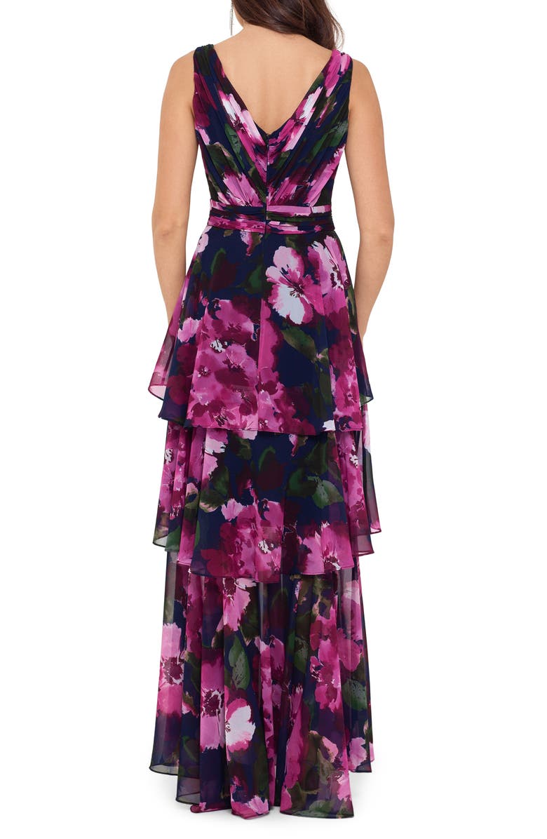 Xscape Evenings Xscape Floral Tiered Chiffon Gown, Alternate, color,