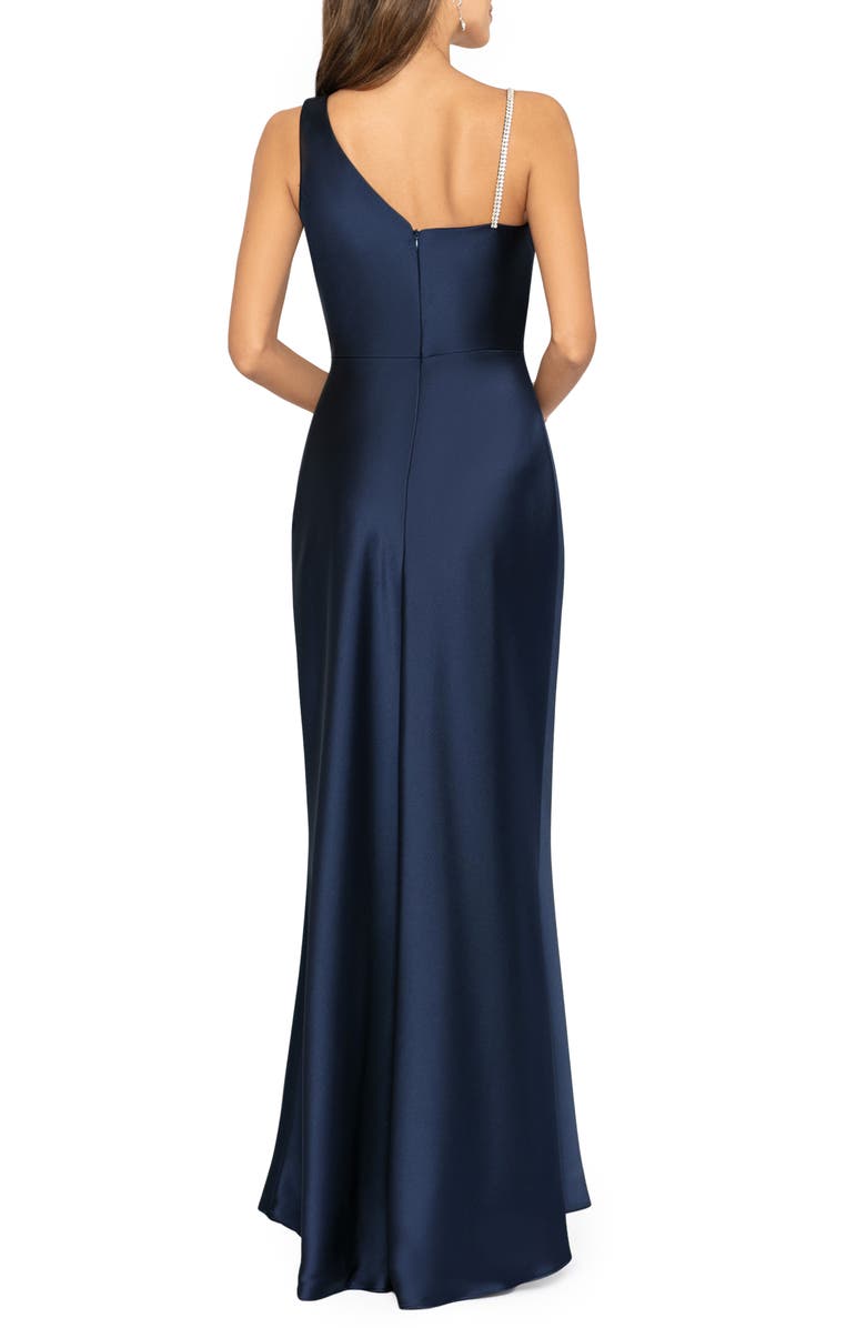Xscape Evenings Rhinestone Strap Satin Gown, Alternate, color, 