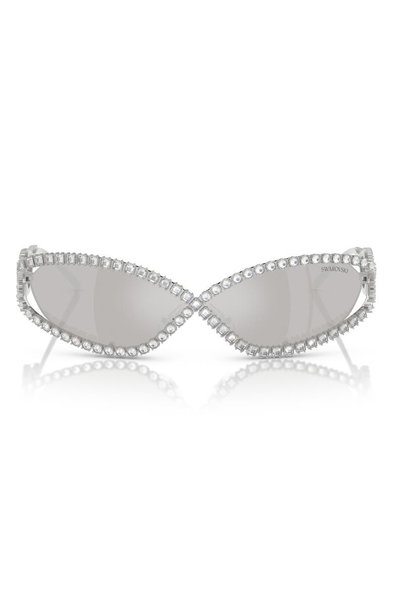 Swarovski 65mm Irregular Sunglasses, Main, color, Silver