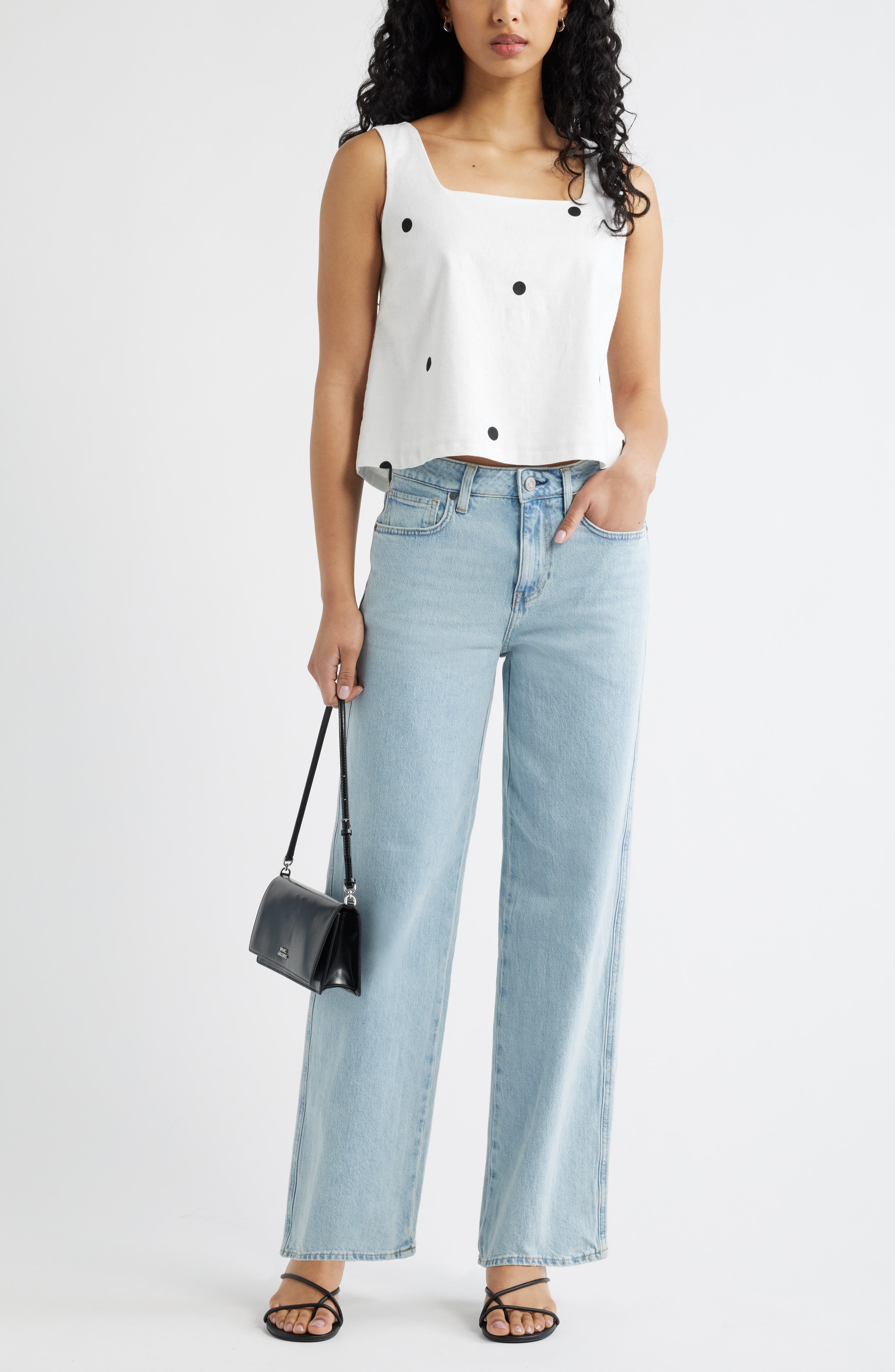 Square Neck Sleeveless Linen Blend Top - image 2