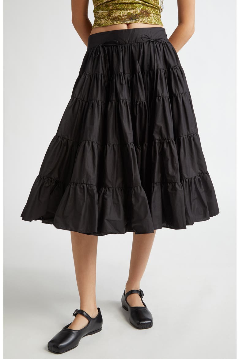 Hetti Tiered Midi Skirt, Main, color, BLACK