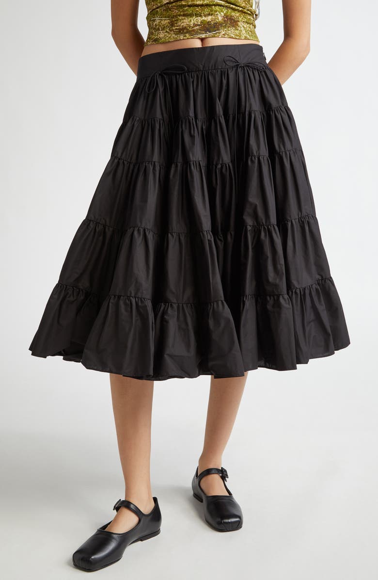 Sandy Liang Hetti Tiered Midi Skirt, Main, color, 