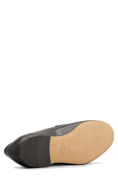 Tod's Logo-embellished Glossed Full-grain Leather Penny Loafers In Nero