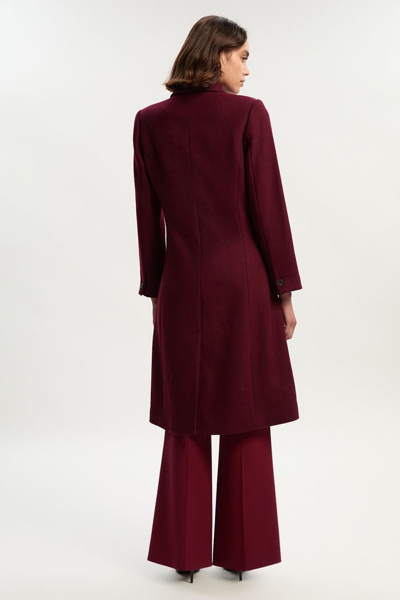 Wool Double Breasted Midi Coat, Alternate, color, Burgundy