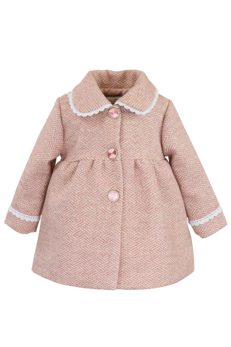 Faux Wool Tweed Scallop Trim Jewel Coat, Alternate, color, Crystal Pink
