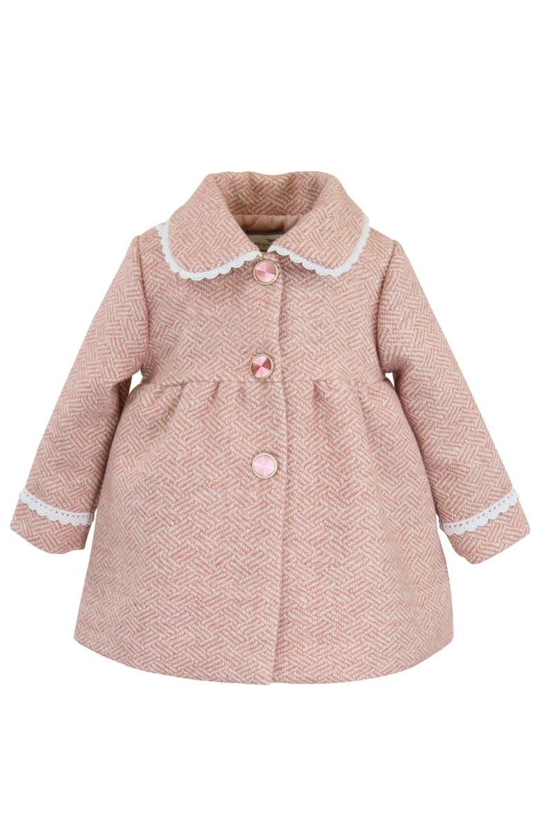 Widgeon Faux Wool Tweed Scallop Trim Jewel Coat, Alternate, color, Crystal Pink