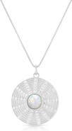 SPHERA MILANO Synthetic Opal & Cubic Zirconia Medallion Pendant Necklace