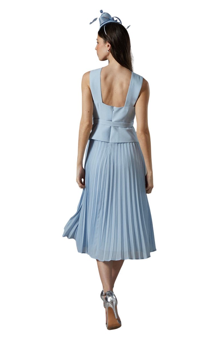 Coast Petite Cross Over Pleated Midi Dress, Alternate, color, Light Blue