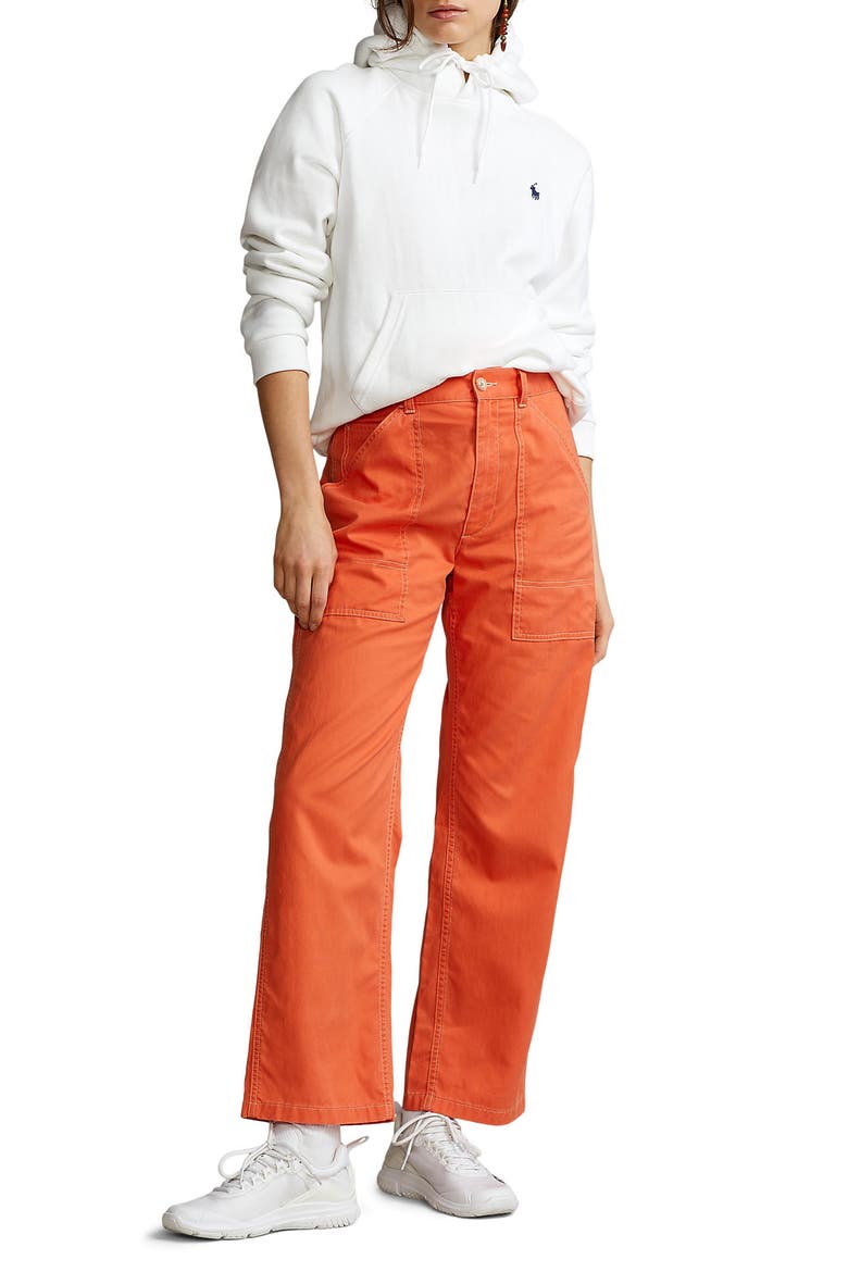 Marge Mid Rise Twill Pants, Alternate, color, ORANGE
